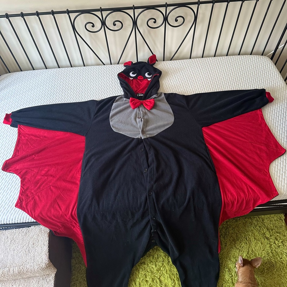 Bat Kigurumi fleece onesie one size, unisex…worn once for about an hour!